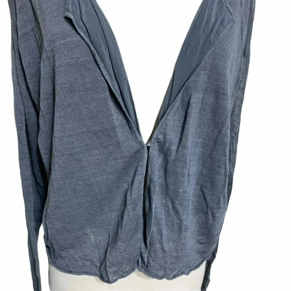 POETRY Women Grey Linen‎ Blend V Neck Cardigan Sweater Size 14